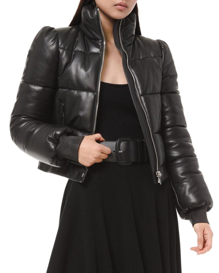 Quilted Leather Puffer Jacket