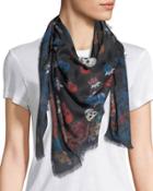 Heraldic Multi-skull Print Fringe