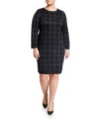Plus Size Long-sleeve Crewneck Knit Dress