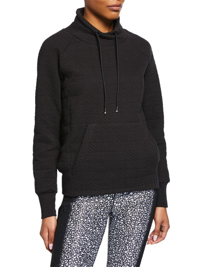 Funnel-neck Puff Knit Pullover