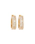 14k Yellow Gold Triple-row Diamond Hoop Earrings