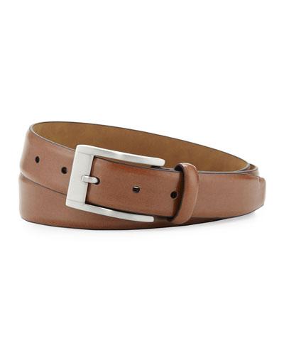 Leather 32mm Buckle Belt, Tan
