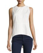 Solid Button-front Peplum Blouse, Off White