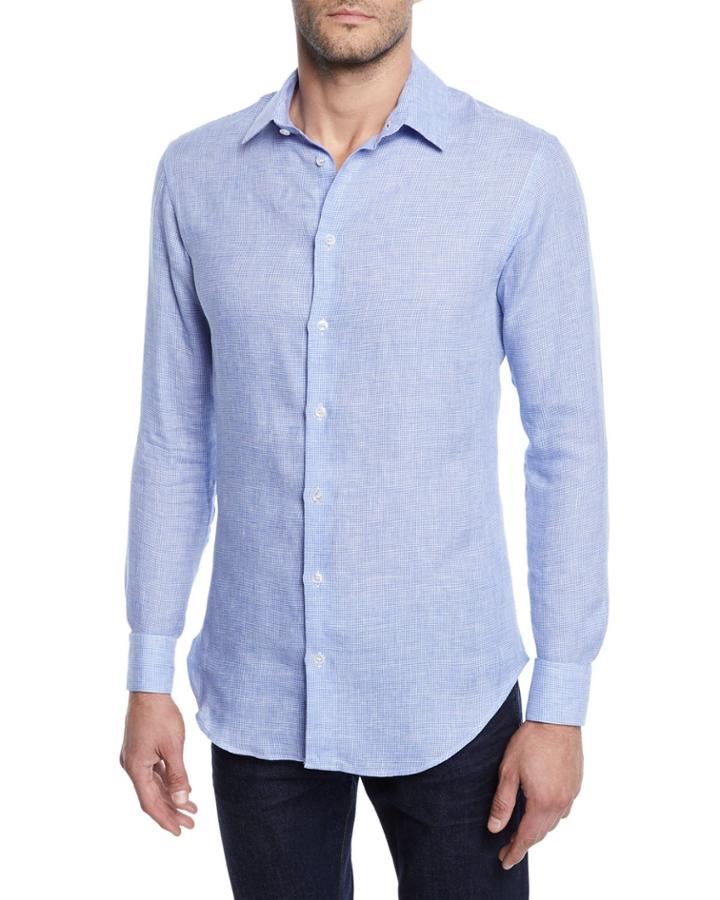 Men's Micro-houndstooth Linen