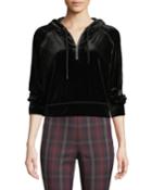 Velvet Cropped Quarter-zip Hoodie