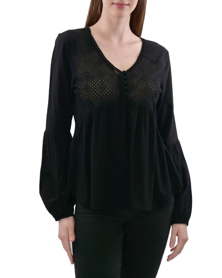 Woven Top With Embroidery