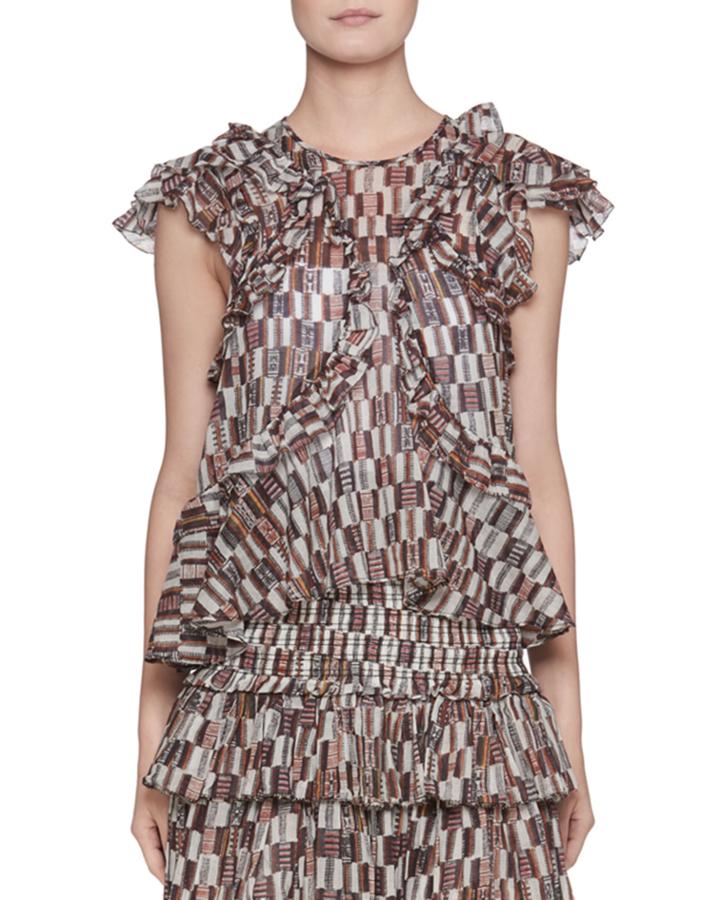 Nalou Printed Cotton-voile Blouse