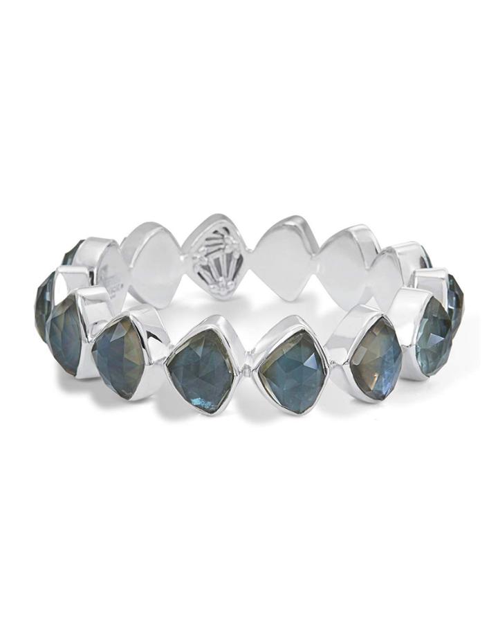 Faceted Aqua Quartz & Mother-of-pearl Doublet Bracelet