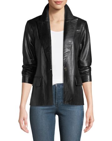 Leather One-button Blazer