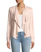 Draped-front Faux-suede Jacket