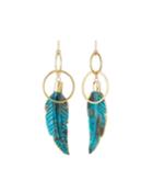 Double-link & Carved Feather Earrings