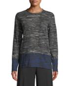 Crewneck Long-sleeve Printed Cotton Tee