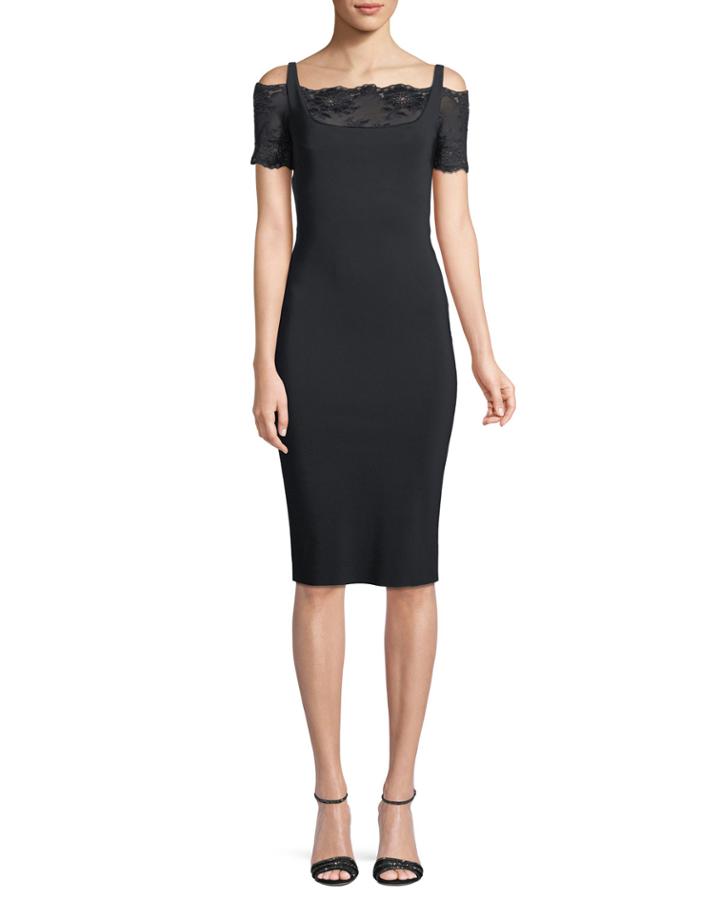 Gladys Lace-yoke Cold-shoulder Dress