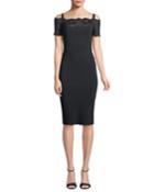 Gladys Lace-yoke Cold-shoulder Dress
