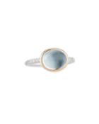 18k Sky Blue Topaz Oval & Diamond Ring,