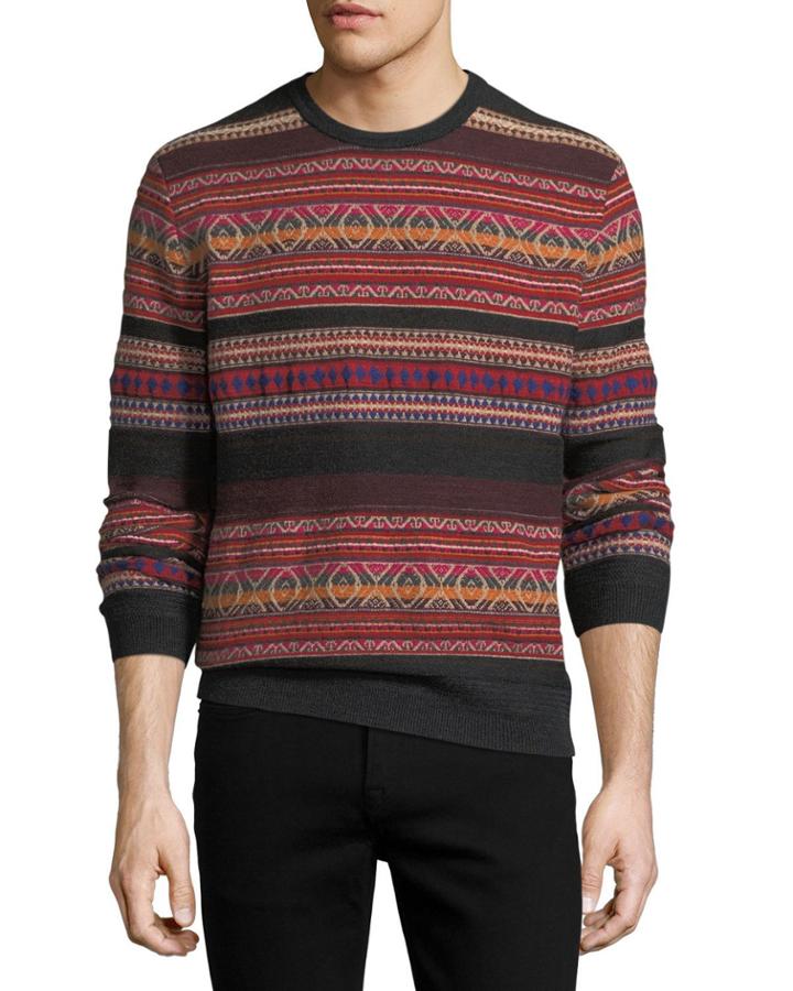 Cashmere-blend Southwestern-knit Striped
