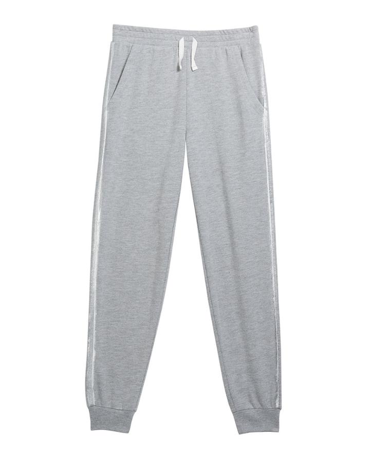 Girl's French Terry Jogger Pants W/ Metallic Sides,