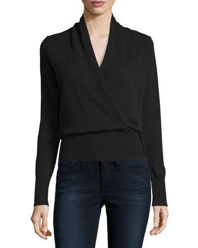 Cashmere Faux-wrap Sweater,