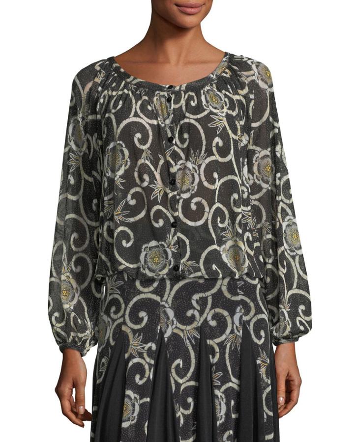 Scroll-floral Cocoon Cardigan