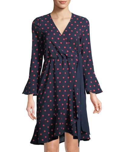 Polka-dot Faux-wrap Dress