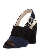 Kimi Suede Colorblock Peep-toe