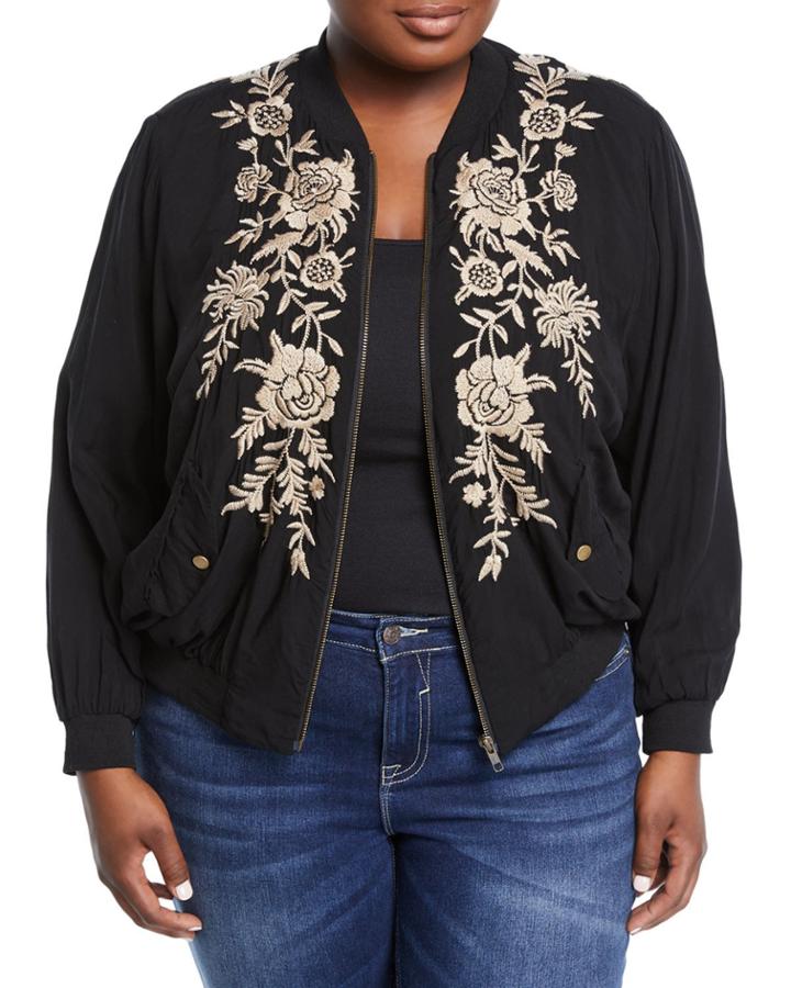 Lennon Embroidered Bomber Jacket,