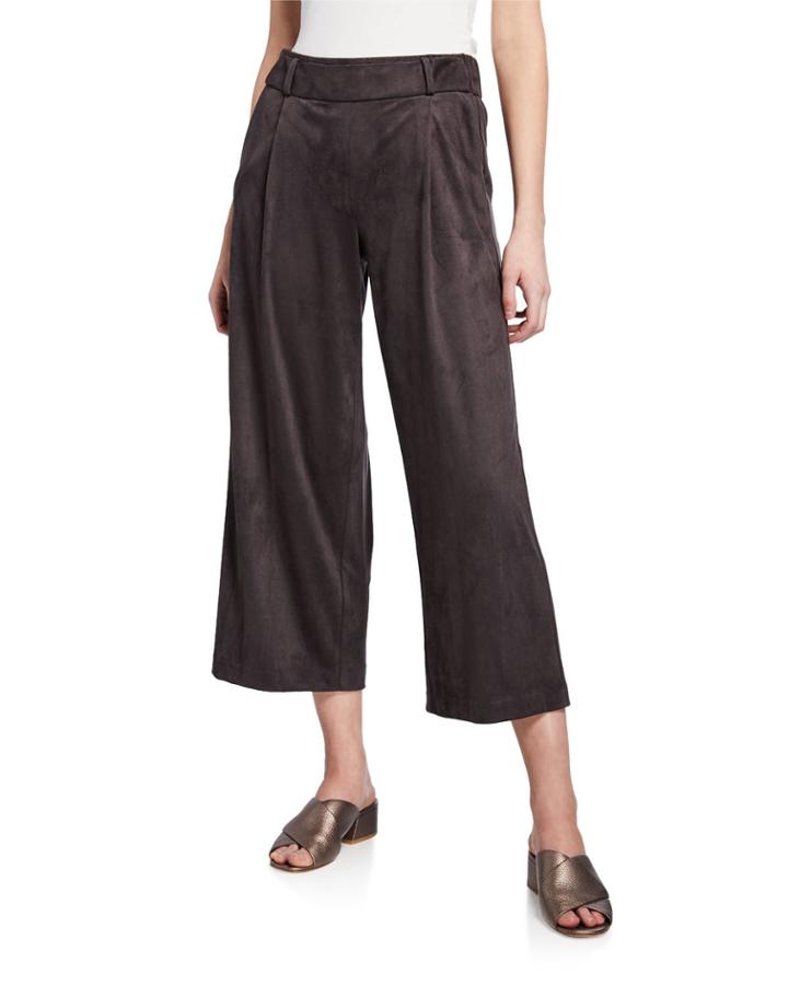 Lilian Pleated Wide-leg Cropped Pants