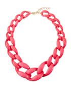 Chunky Resin-link Necklace, Coral