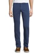 Stretch Chino Flat-front Pants, Blue
