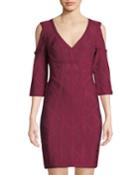 Pointelle Cold-shoulder Cocktail Dress