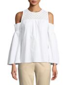 Lace-yoke Cold-shoulder Blouse