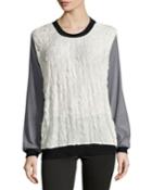 Nicole Miller Artelier Long-sleeve Colorblock Sweater, Ivory Multi, Women's,