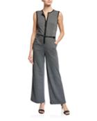 Sleeveless Half-zip Belted Jumper