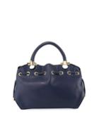 Smooth Leather Top Handle Bag, Blue