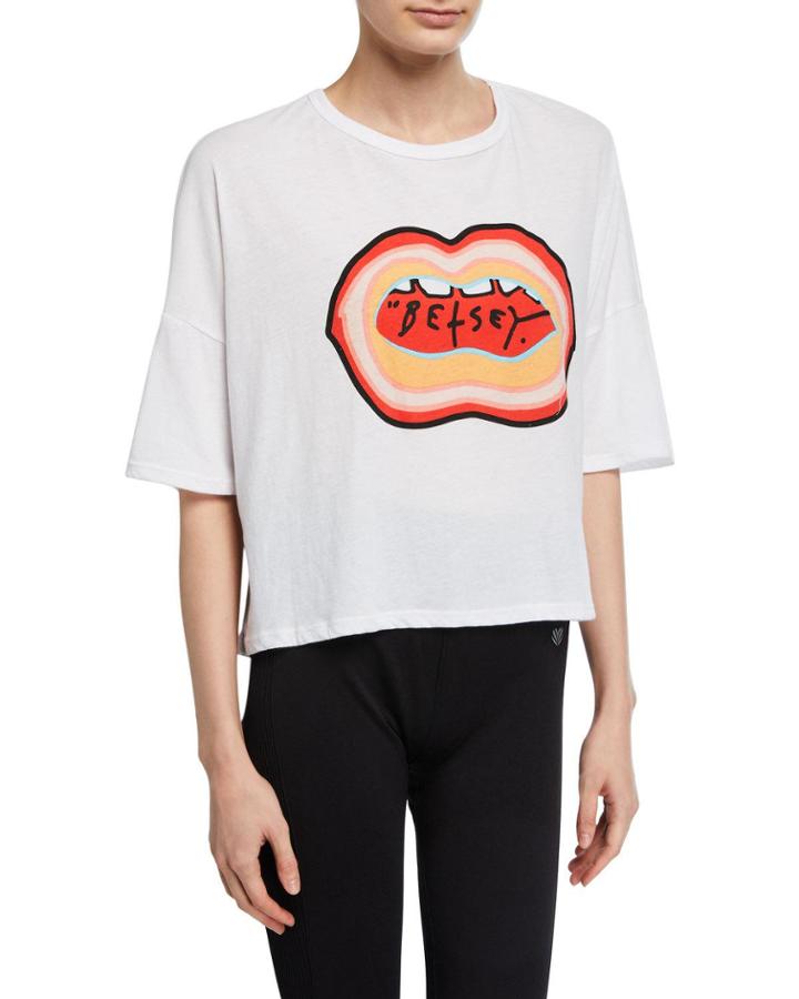 Lips Graphic Boyfriend Crop Tee