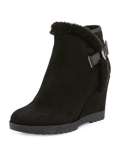Christa Faux-fur Suede Wedge Bootie