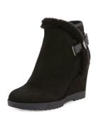 Christa Faux-fur Suede Wedge Bootie
