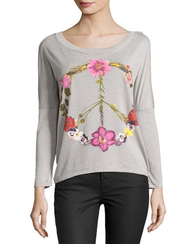 Wild Flower Peace Long-sleeve Tee, Gray