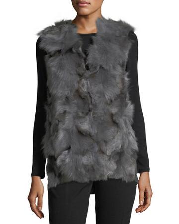 Fur-front Knit-back Vest