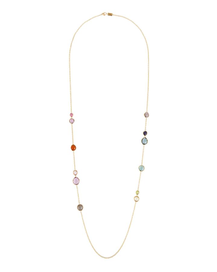 18k Rock Candy&reg; Long Mixed Stone Necklace, Fall Rainbow