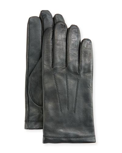 Leather Tech Dress Gloves, Black