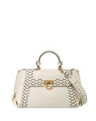 Sofia Medium Perforated Satchel Bag, Panna (white)