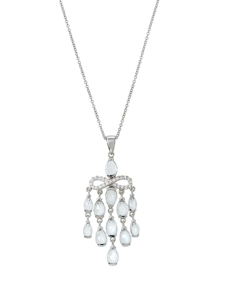 18k White Gold White Topaz & Diamond Infinity Necklace