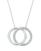 18k White Gold Diamond Double-circle Necklace