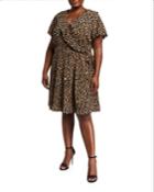 Plus Size Short-sleeve Ruffle Wrap Dress