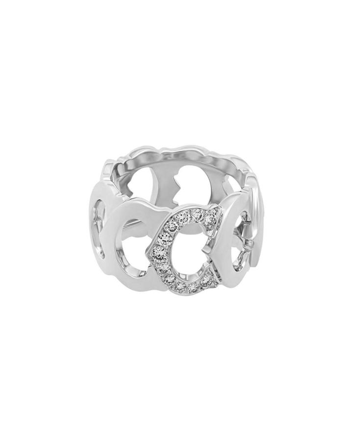 18k White Gold Diamond C Ring,