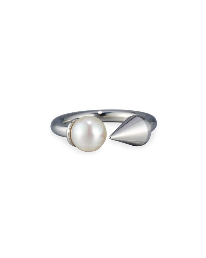 White Pearl & Spike Ring,
