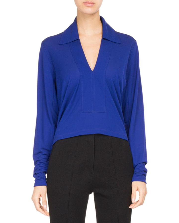 Draped Jersey Cutout-back Top