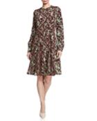 Sequined Floral Button-down A-line Dress