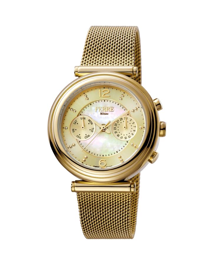 Women's 36mm Stainless Steel Day/date Watch With Bracelet, Golden
